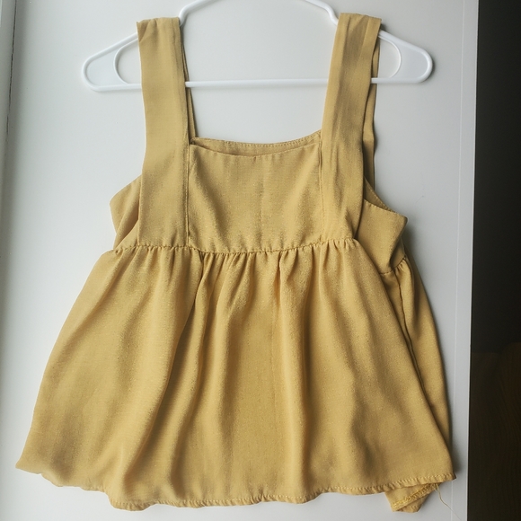 Gold Yellow Square Neck Tank Top Blouse - Picture 2 of 2